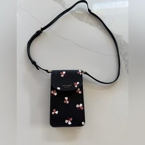 Kate Spade Black and Pink Floral Phone Bag
